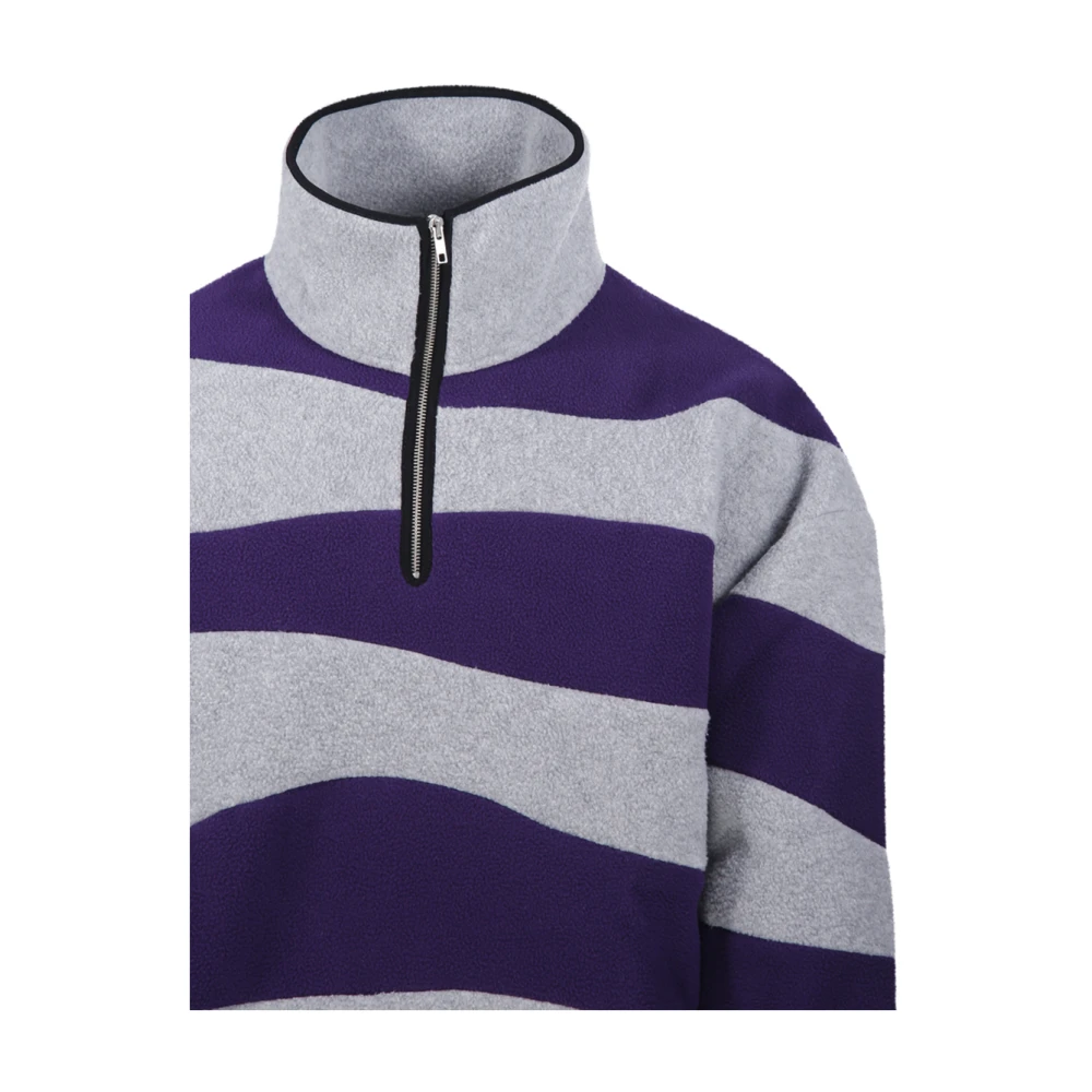 Bonsai Intarsio Halfzip Hoodie Sweatshirt in Paars-Grijs Multicolor Heren