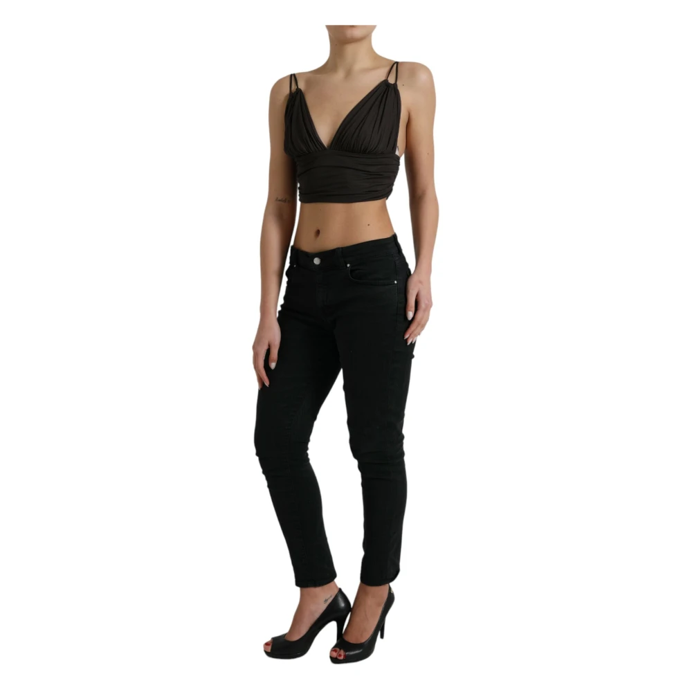 Dolce & Gabbana Mouwloze Crop Tank Top Brown Dames