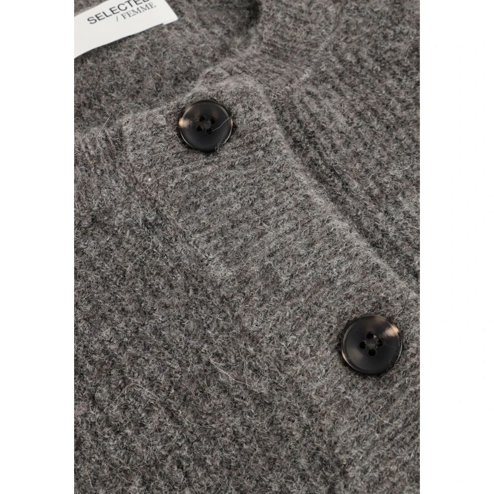 Selected Femme Grijze Gebreide Korte Vest Gray Dames