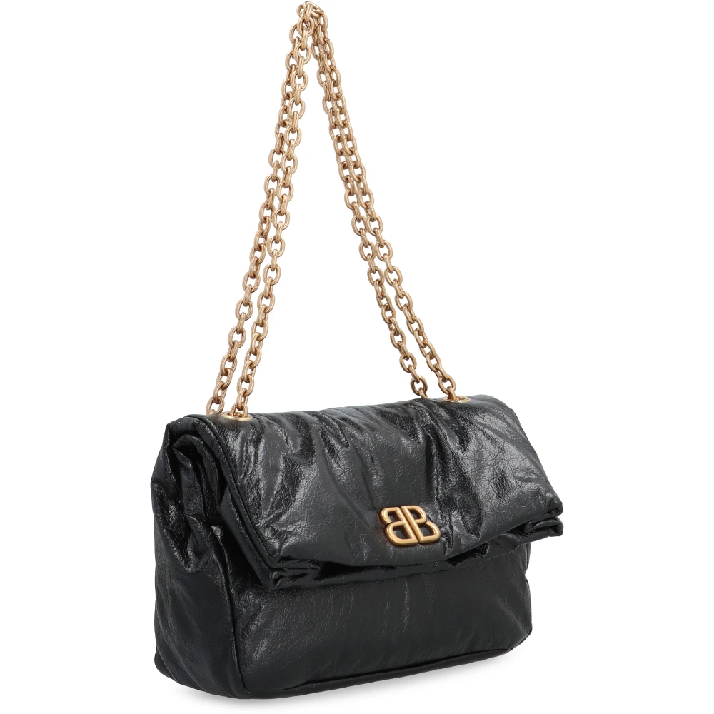 Balenciaga Leren schoudertas met kettingriem Black Dames