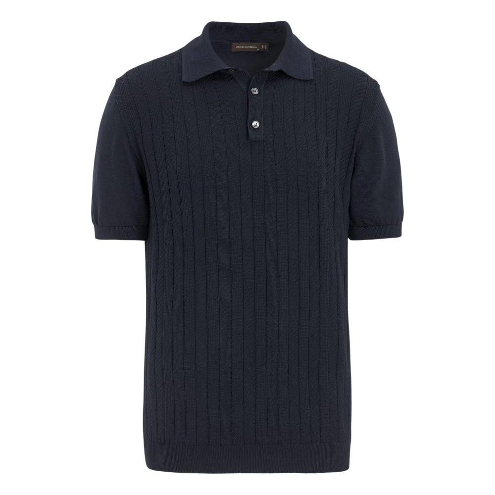 Oscar Jacobson Men's Blue Barto Stripe Polo Shirt Night