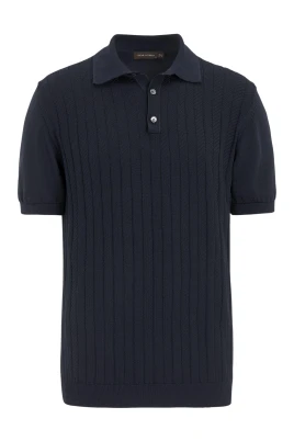 Blå Barto Stripe Pikétröja Nattblå