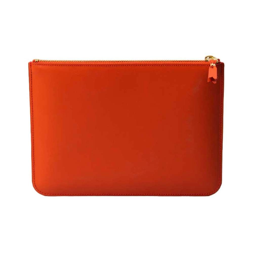 Comme des Garçons Grafische Print Leren Clutch Tas Orange Dames