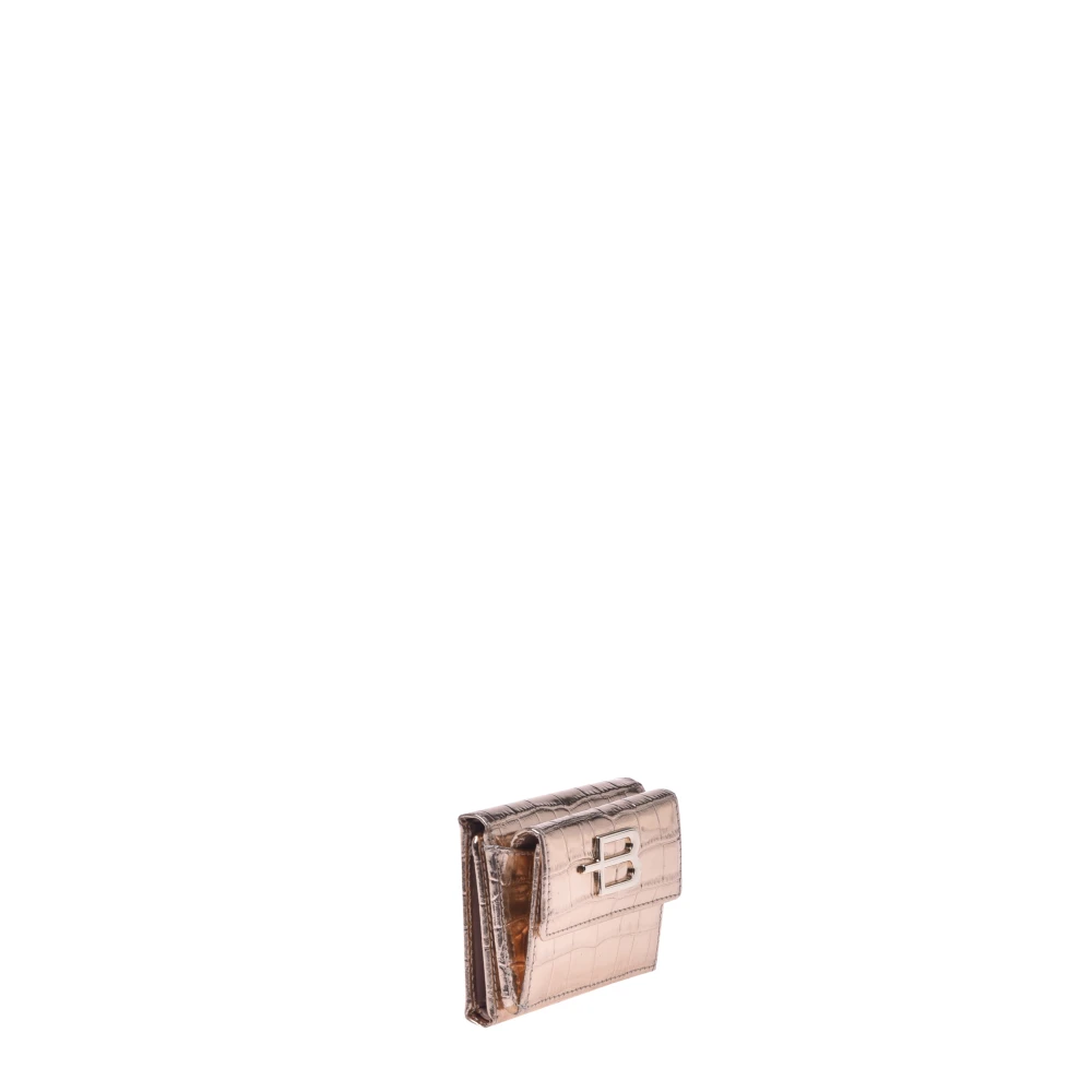 Baldinini Portemonnee van goud gelamineerd leer met krokodillenprint Pink Dames