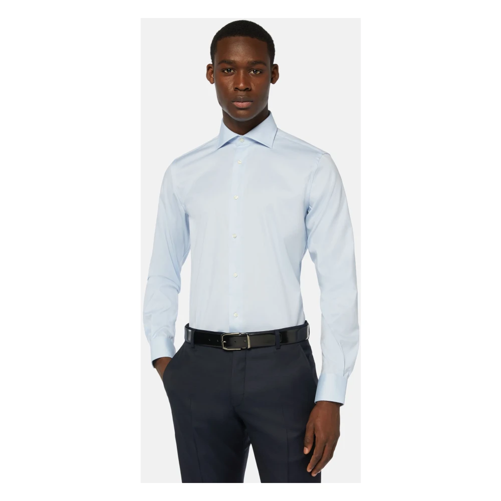Boggi Milano Stretch P.Point Napoli Kraag Hemd Blue Heren