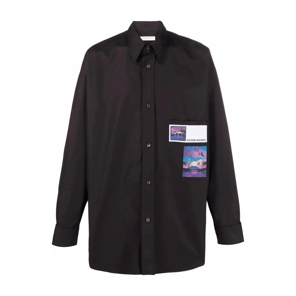 Valentino Nacht Patches Overhemd Mannen Italië Black Heren