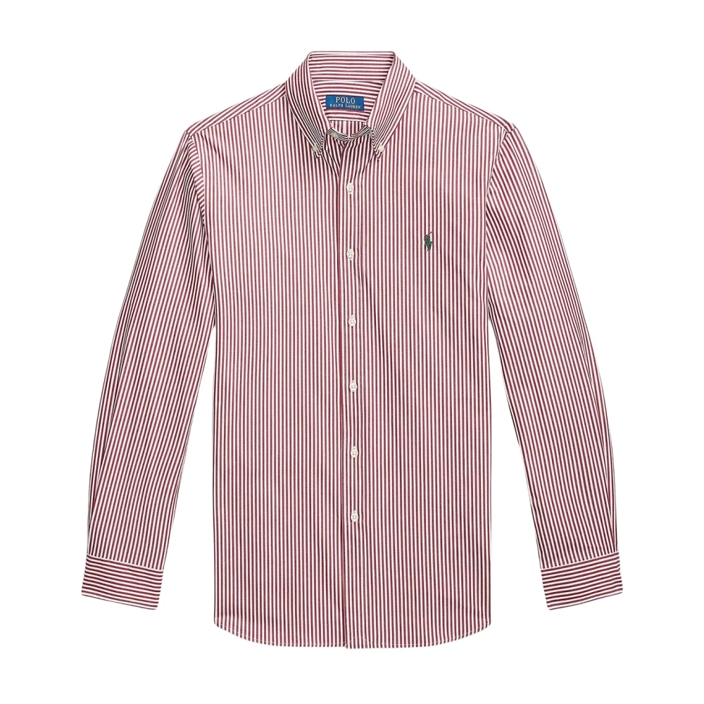 Polo Ralph Lauren Gestreepte Stretch Popeline Overhemd Pink Heren