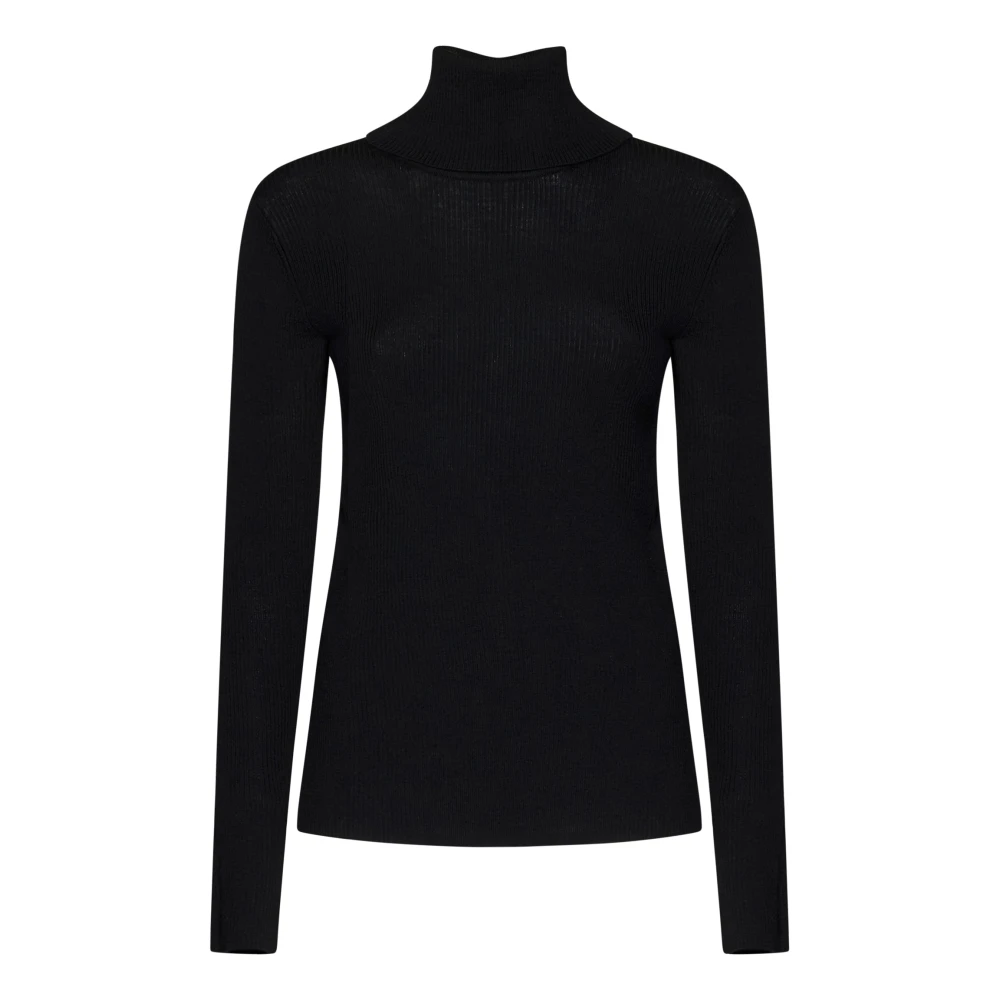 Sort Ribbestrikket Turtleneck Genser