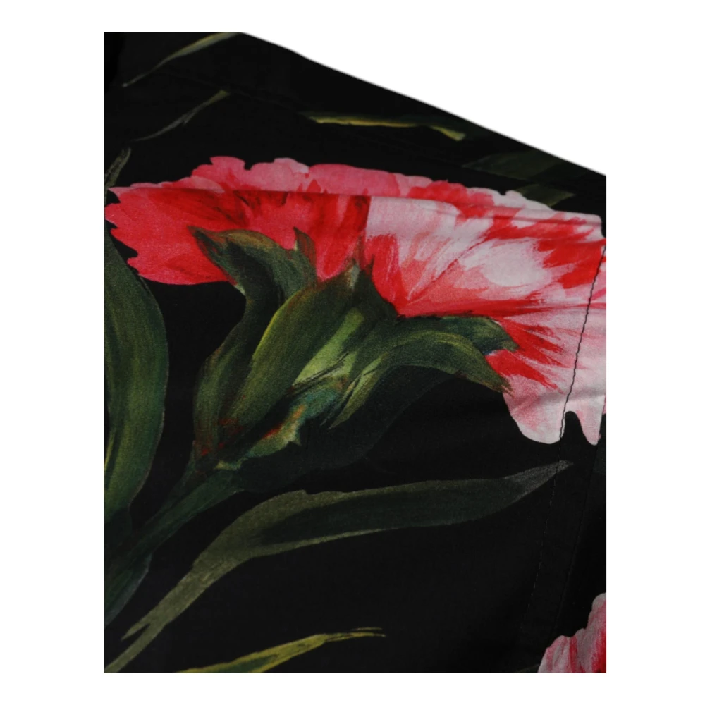 Dolce & Gabbana Zwarte Bloemen Slim Fit Overhemd Black Heren