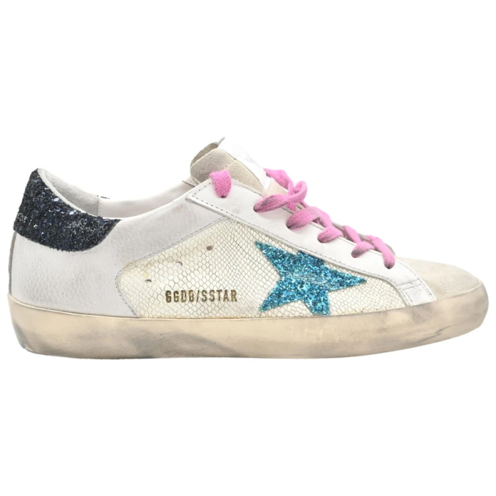 Golden Goose Python Glitter Sneakers Vit/Svart/Blå Multicolor, Dam