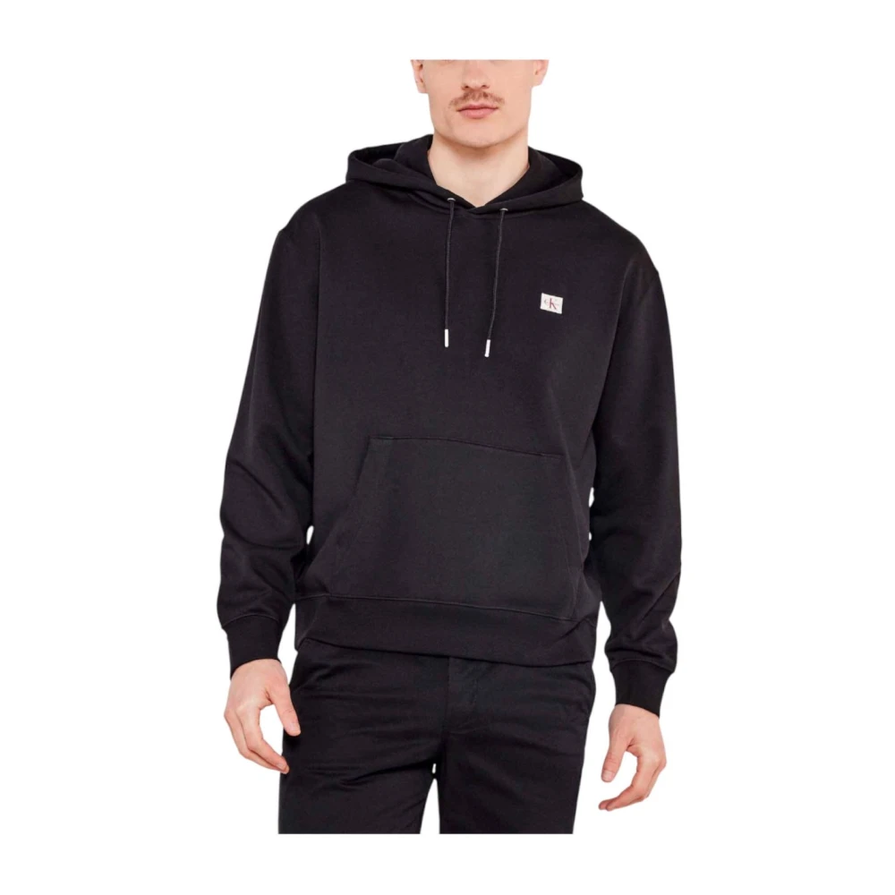 Calvin Klein Men's Black Hoodies,, Timeless Ls Hoodie With Ck Logo 2XL