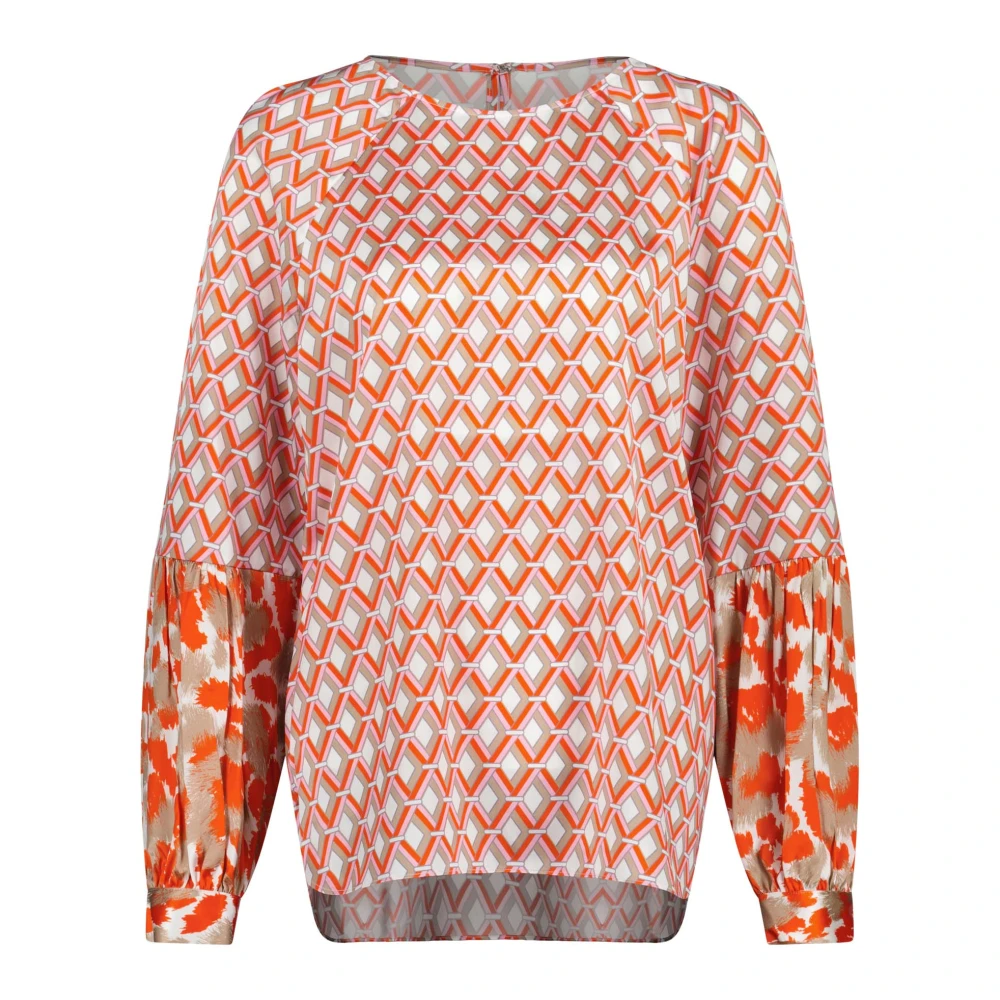 Herzen's Angelegenheit Zijden blouse met geometrisch patroon Multicolor Dames