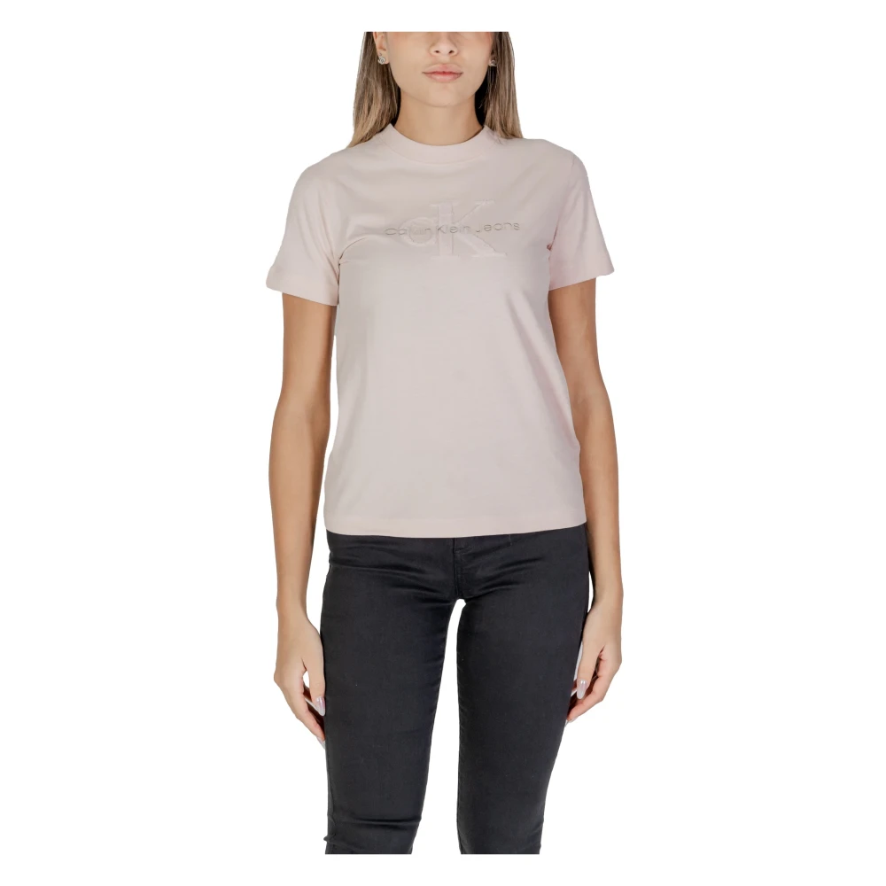 Calvin Klein Jeans Geborduurde Tee Model Roze Elegant T-Shirt Pink Dames
