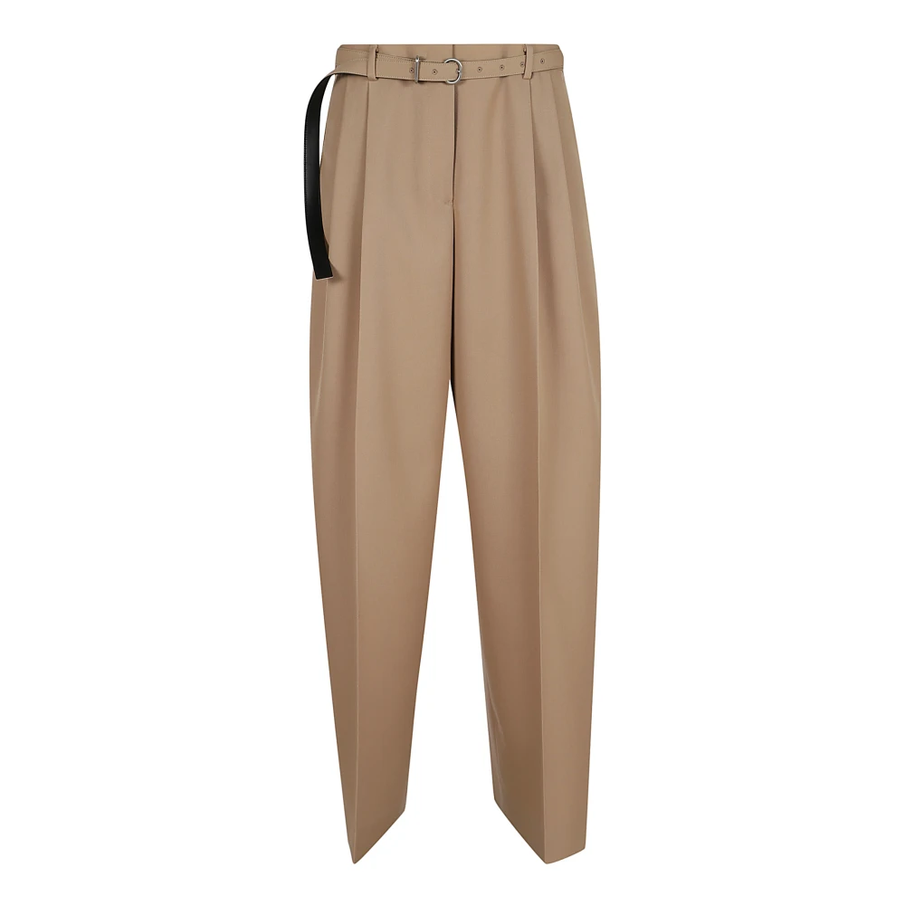 Jil Sander Chique Blauwe Wollen Broek Brown Dames