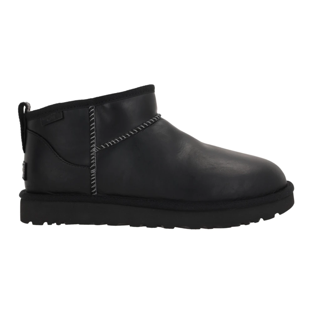 UGG Svarta läderankelboots med broderier Black, Herr