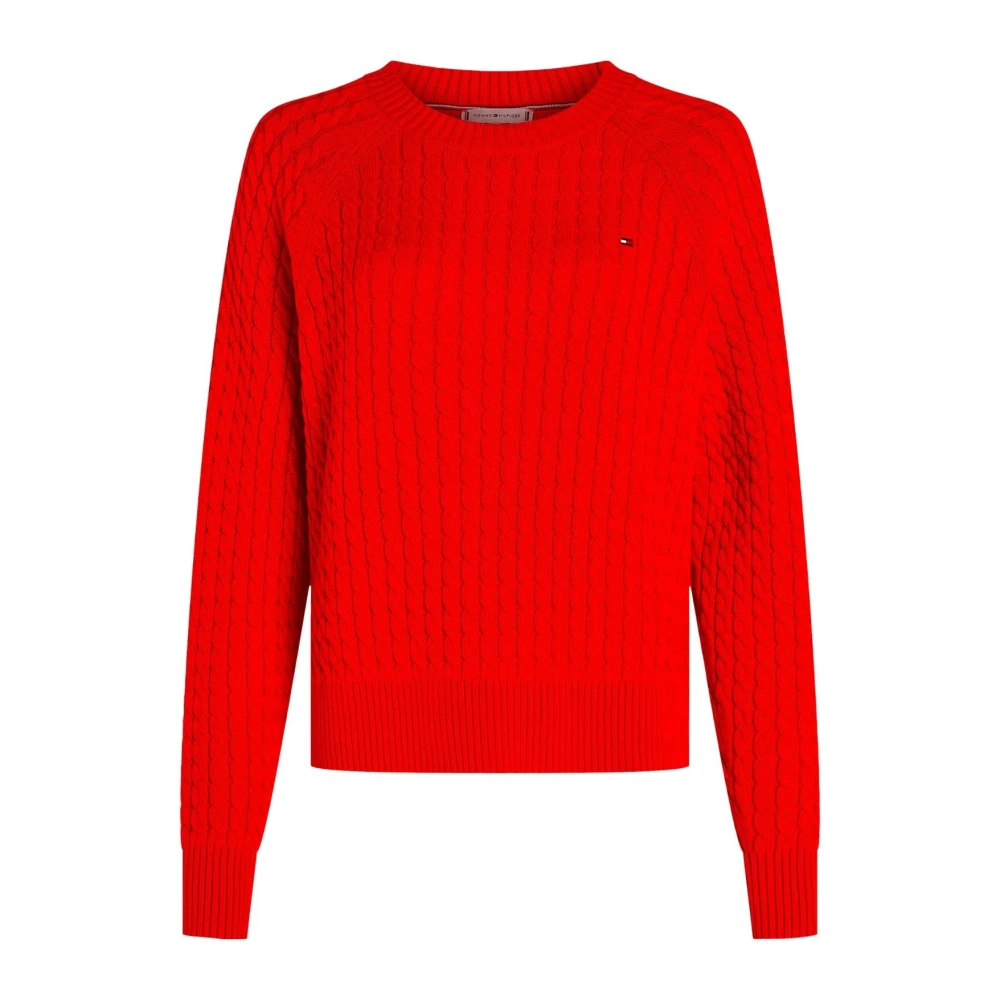 Tommy Hilfiger Gebreide Crewneck Dames Trui Red Dames