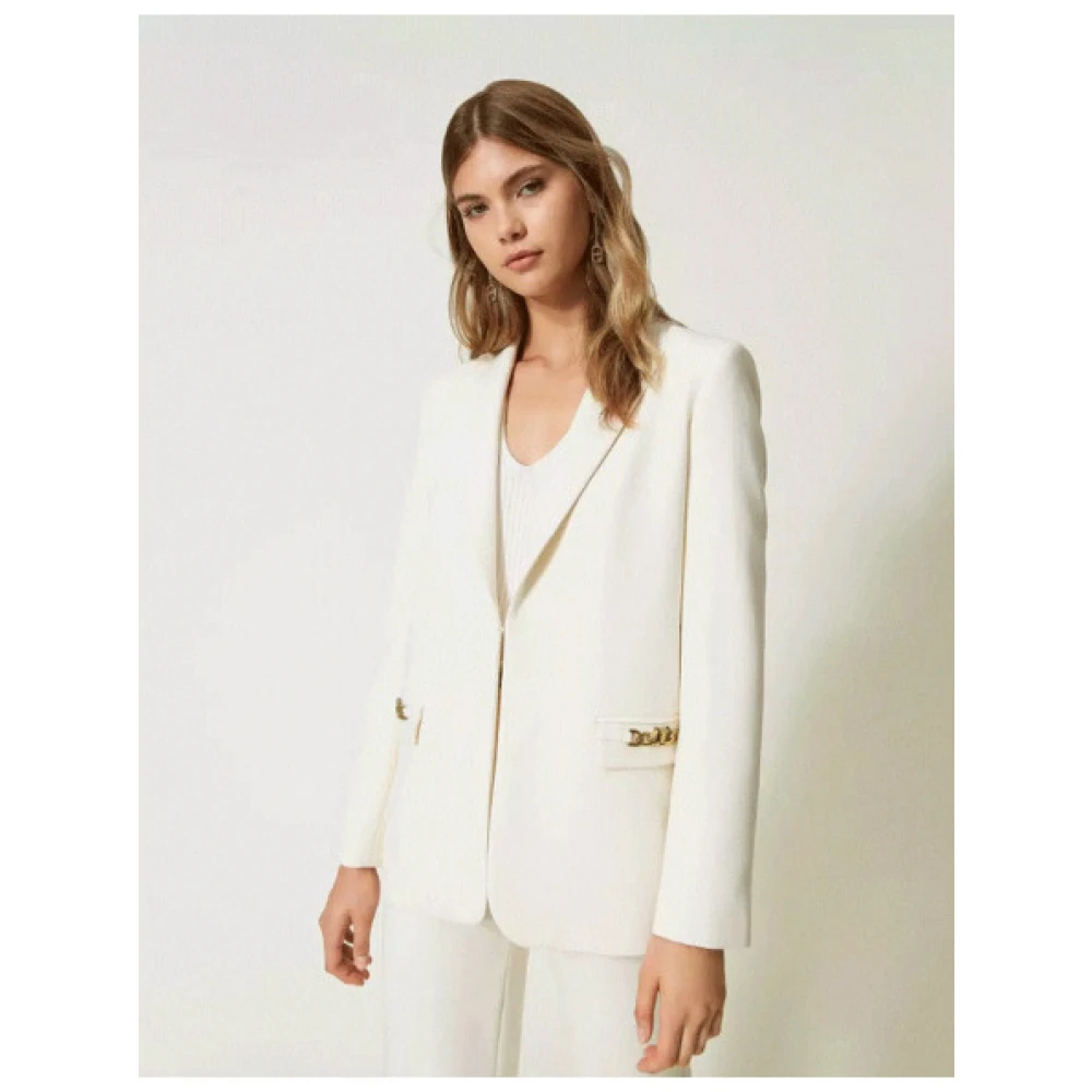 Twinset Verfijnde Blazer met Kettingdetails Beige Dames