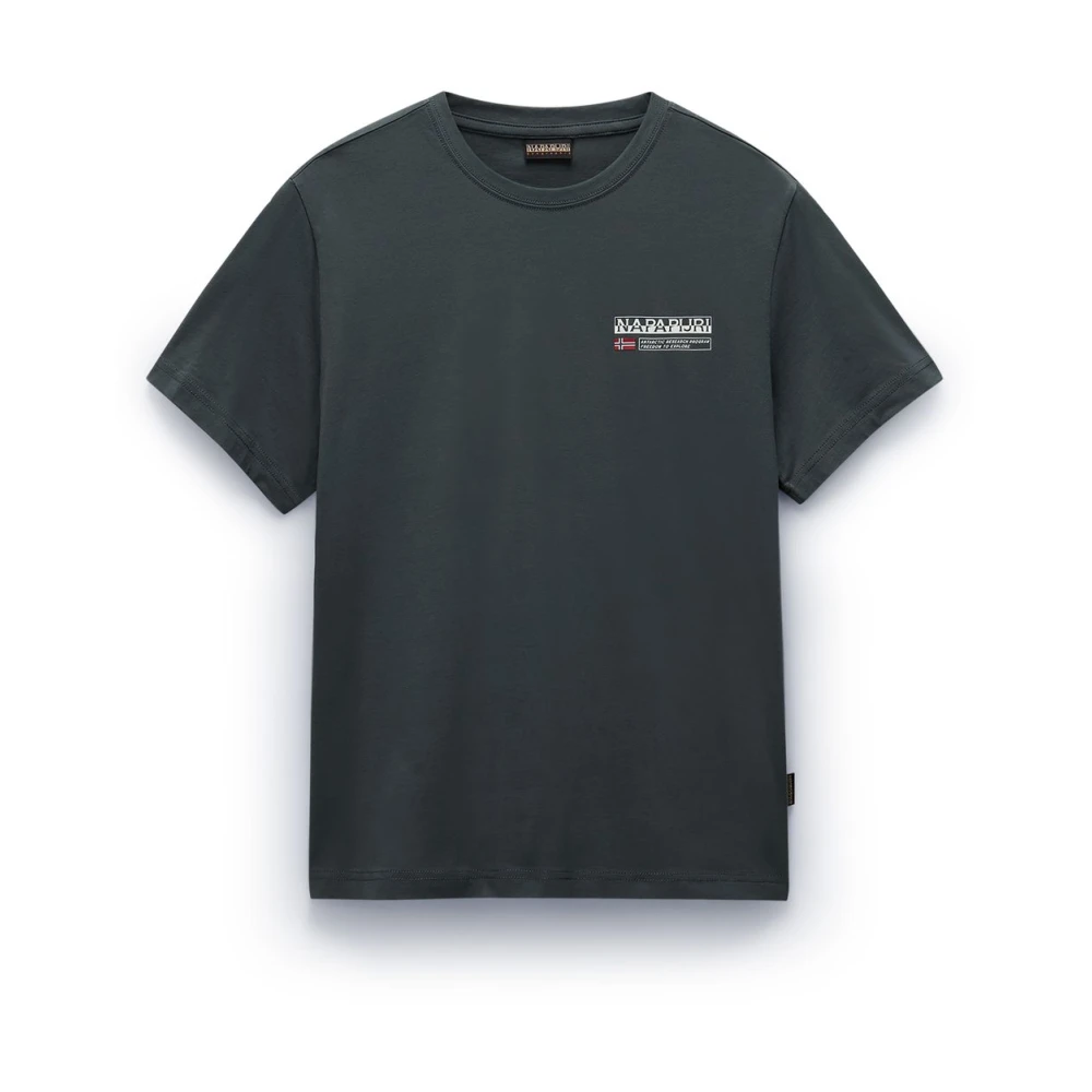 Napapijri Korte Mouw Bedrukt T-shirt 100% Katoen Green Heren