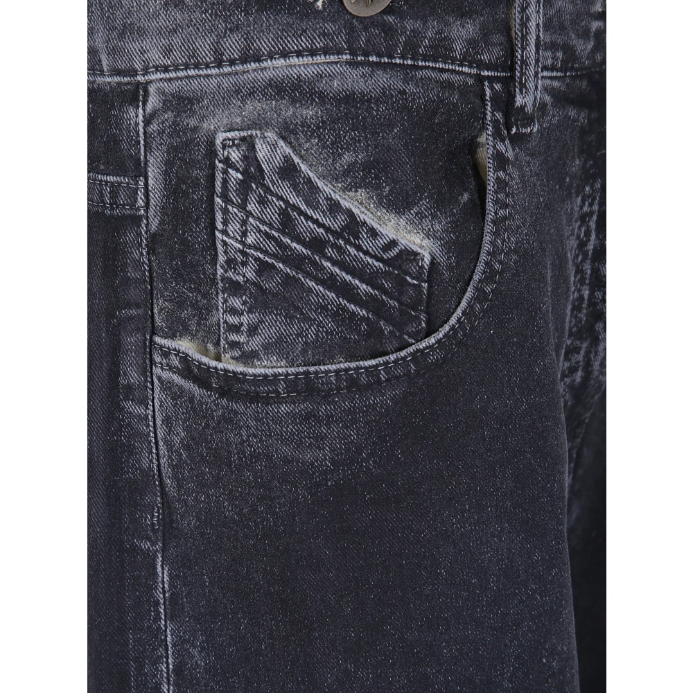 The Attico Blauw Marine Gecoate Canvas Lange Broek Blue Dames