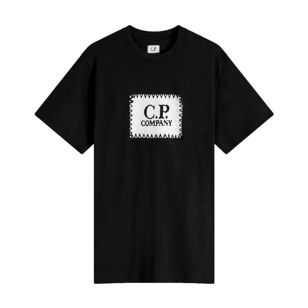 C.p. Company Men's Black Jersey Logo Label T-Shirt