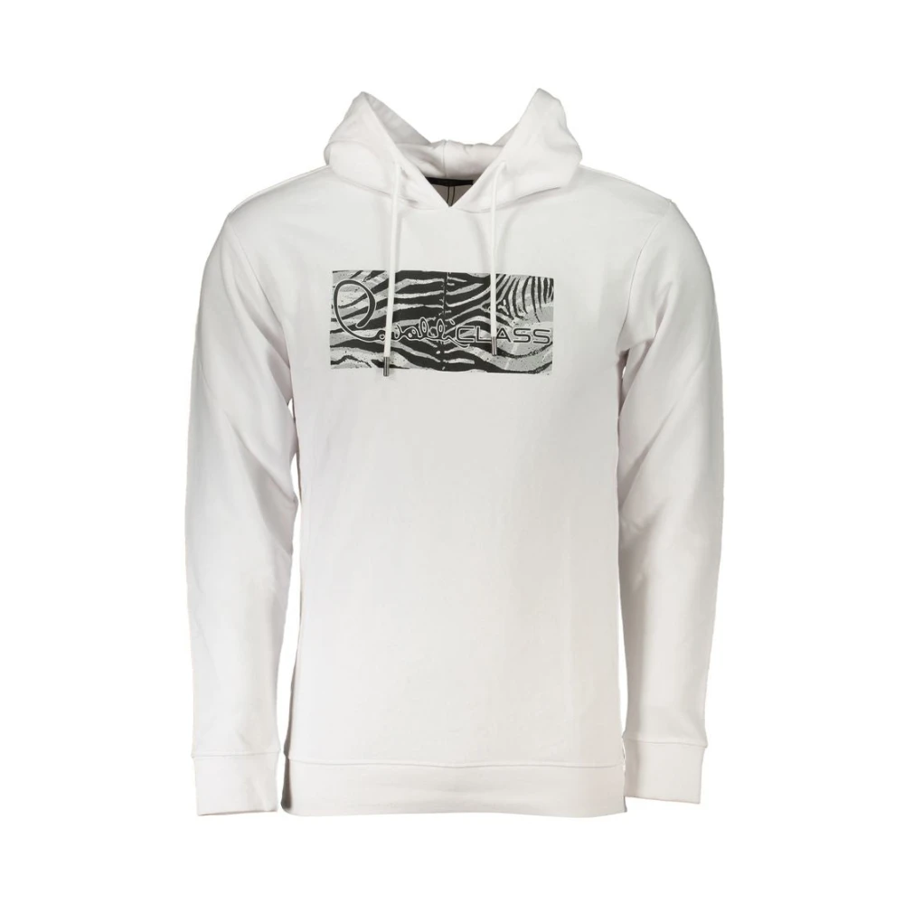 Cavalli Class Men's White Hooded Sweatshirt With Iconic Print