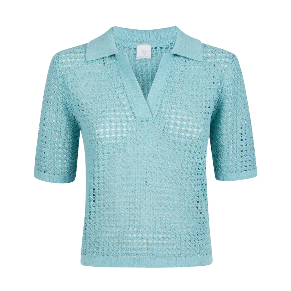 Eleventy Women's Green Polo In Maglia - V-Neck Knitwear - L - Knitwear