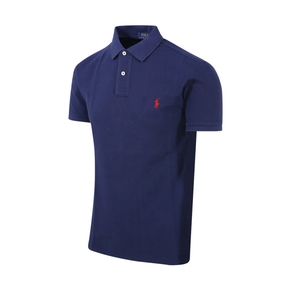 Ralph Lauren Navy Blauw Kort Mouw Gebreid Blue Heren