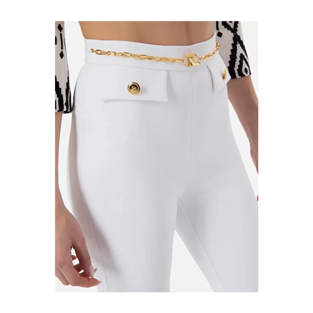 Elisabetta Franchi Hoge taille sigarettenbroek met ketting White Dames