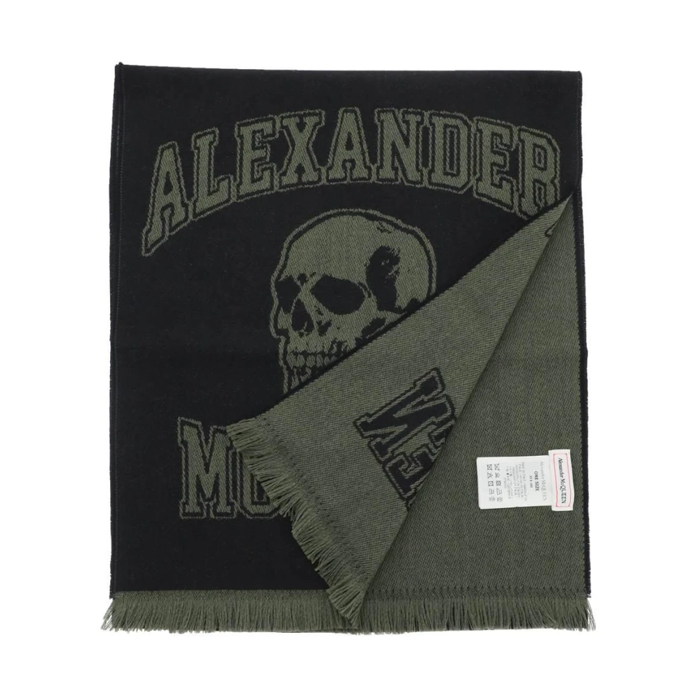 alexander mcqueen Varsity Logo Wollen Sjaal met Skull Motief Multicolor Heren