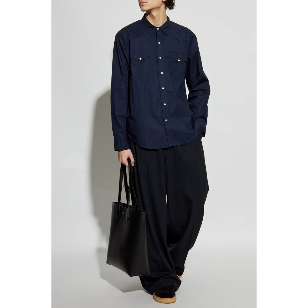 Officine Générale Katoenen shirt met zakken Blue Heren