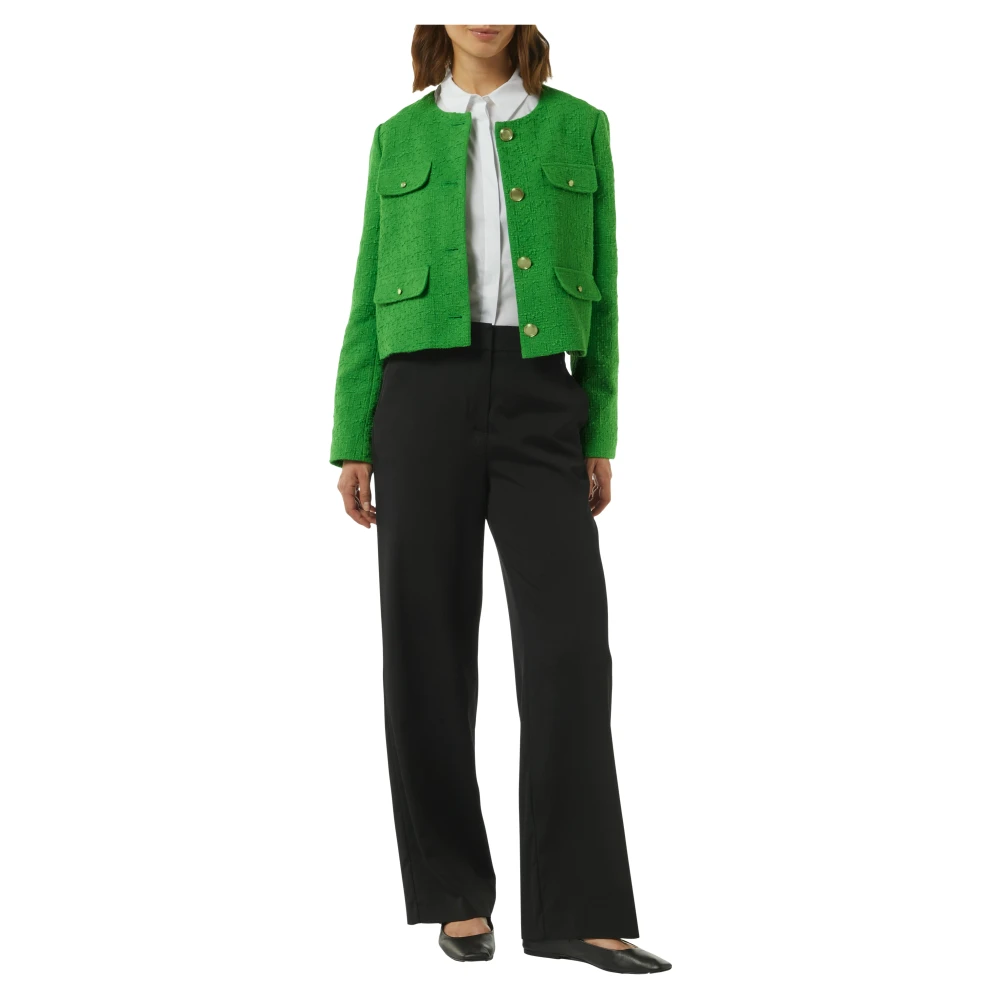 comma Katoenen Bouclé Jas Green Dames