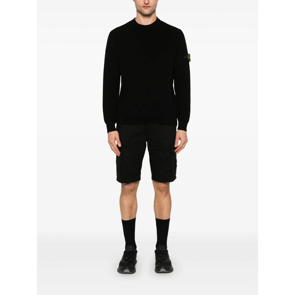 Stone Island Zwarte Cargo Bermuda Shorts met Badge Black Heren