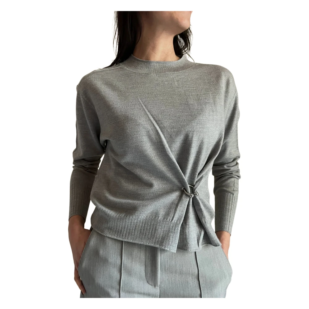 Patrizia Pepe Women's Gray Grey Jumper With Feminine Detail Medium