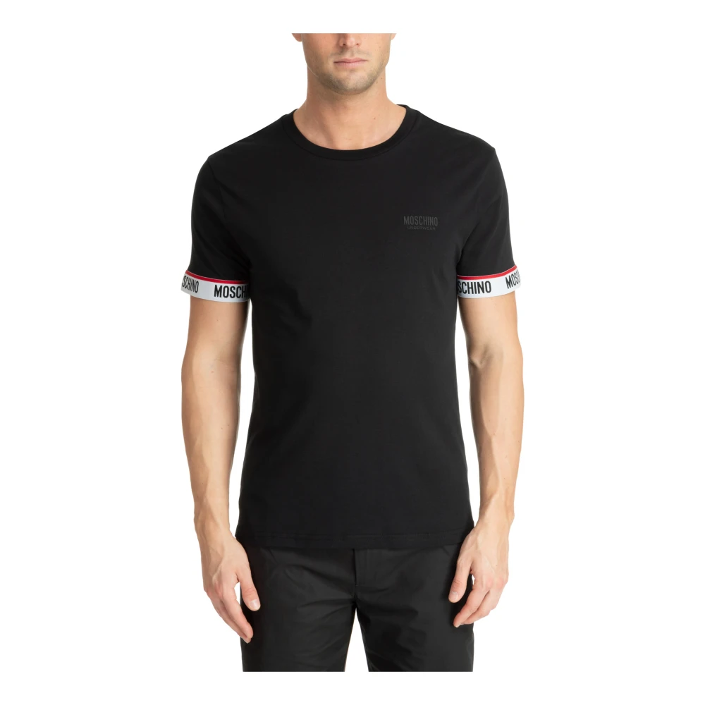 Moschino Effen Logo T-shirt Black Heren