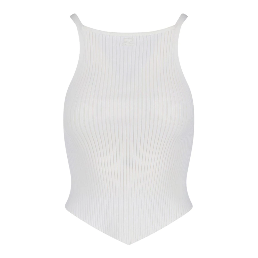 Courrèges Women's White Pointy Rib Knit Tank Top