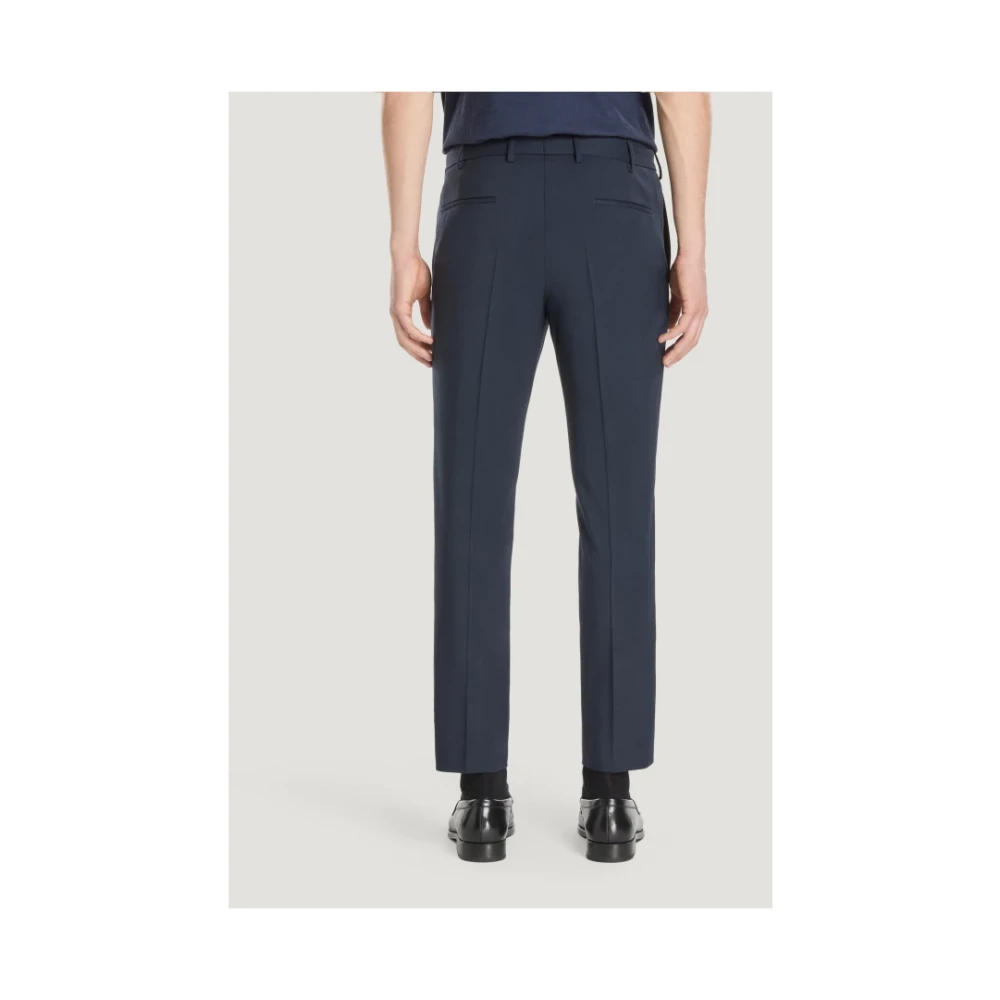 PT Torino Blauwe Wol Slim Broek Blue Heren