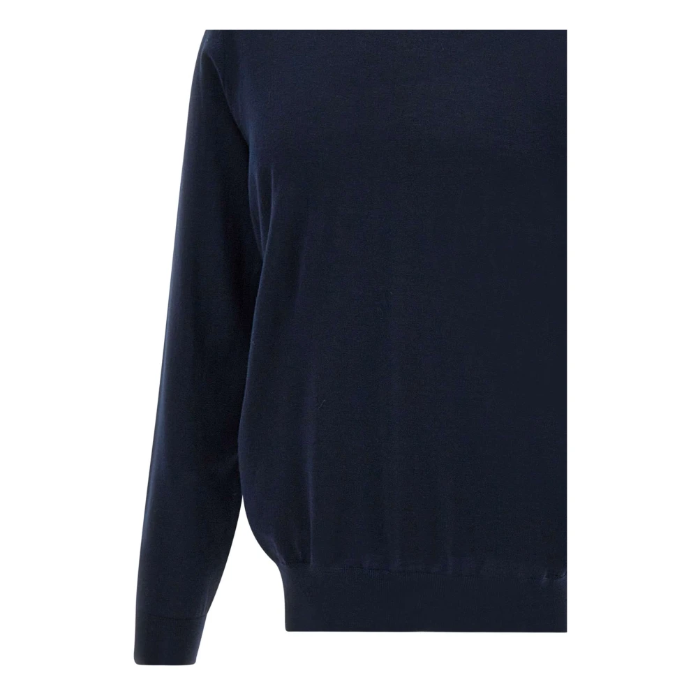 Filippo De Laurentiis Merino Wool Crew Neck Sweater Blue Heren
