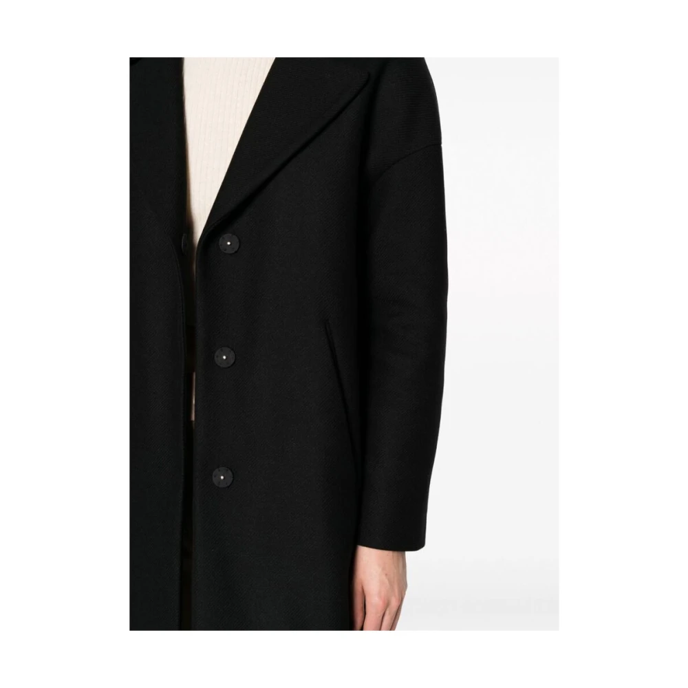 Herno Zwarte wollen mantel Black Dames