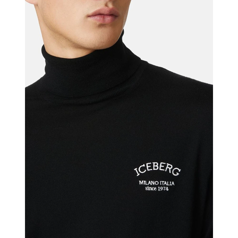Iceberg Wollen coltrui met logo Black Heren