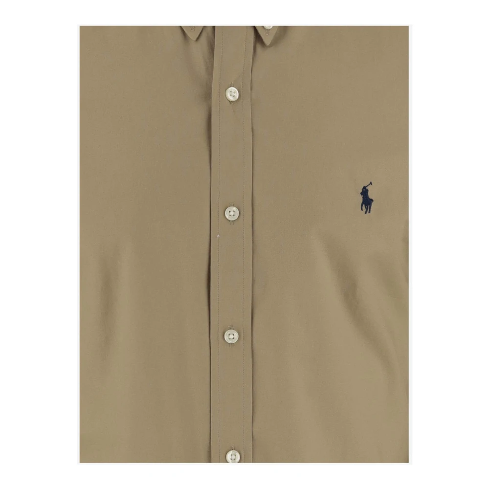 Polo Ralph Lauren Stretch Katoenen Overhemd met Logo Beige Heren
