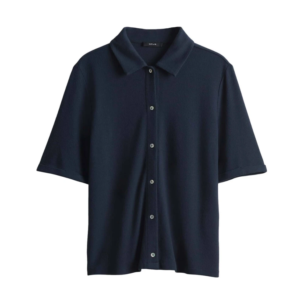 Opus Top met korte mouwen en Seblusi-detail Blue Dames