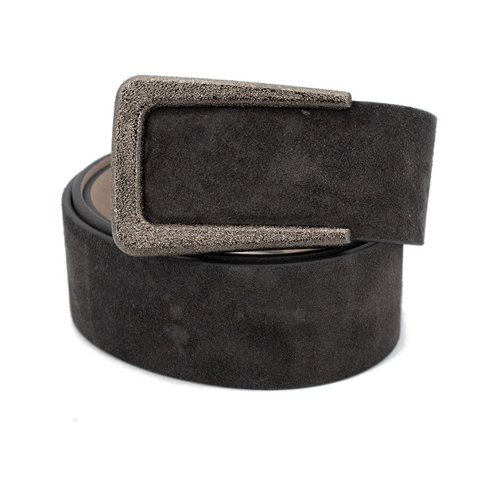 BRUNELLO CUCINELLI Suede Buckle Inlay Riem Black Dames