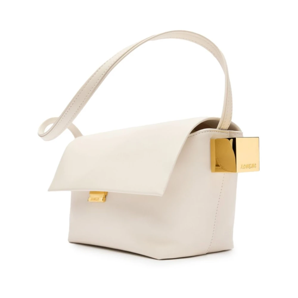 Jacquemus Stijlvolle Ivoor Leren Handtas met Geometrische Charme White Dames
