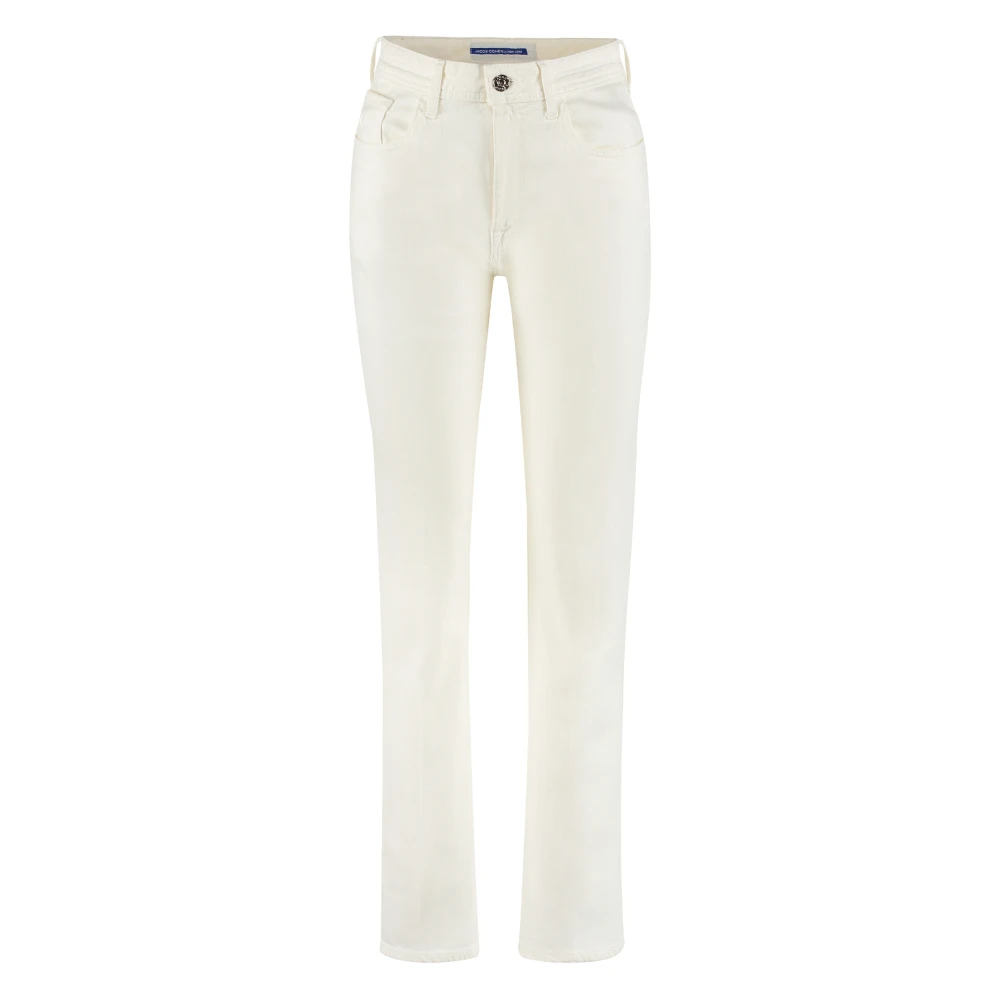 Jacob Cohën Straight-Leg Jeans met Leren Logolabel Beige Dames