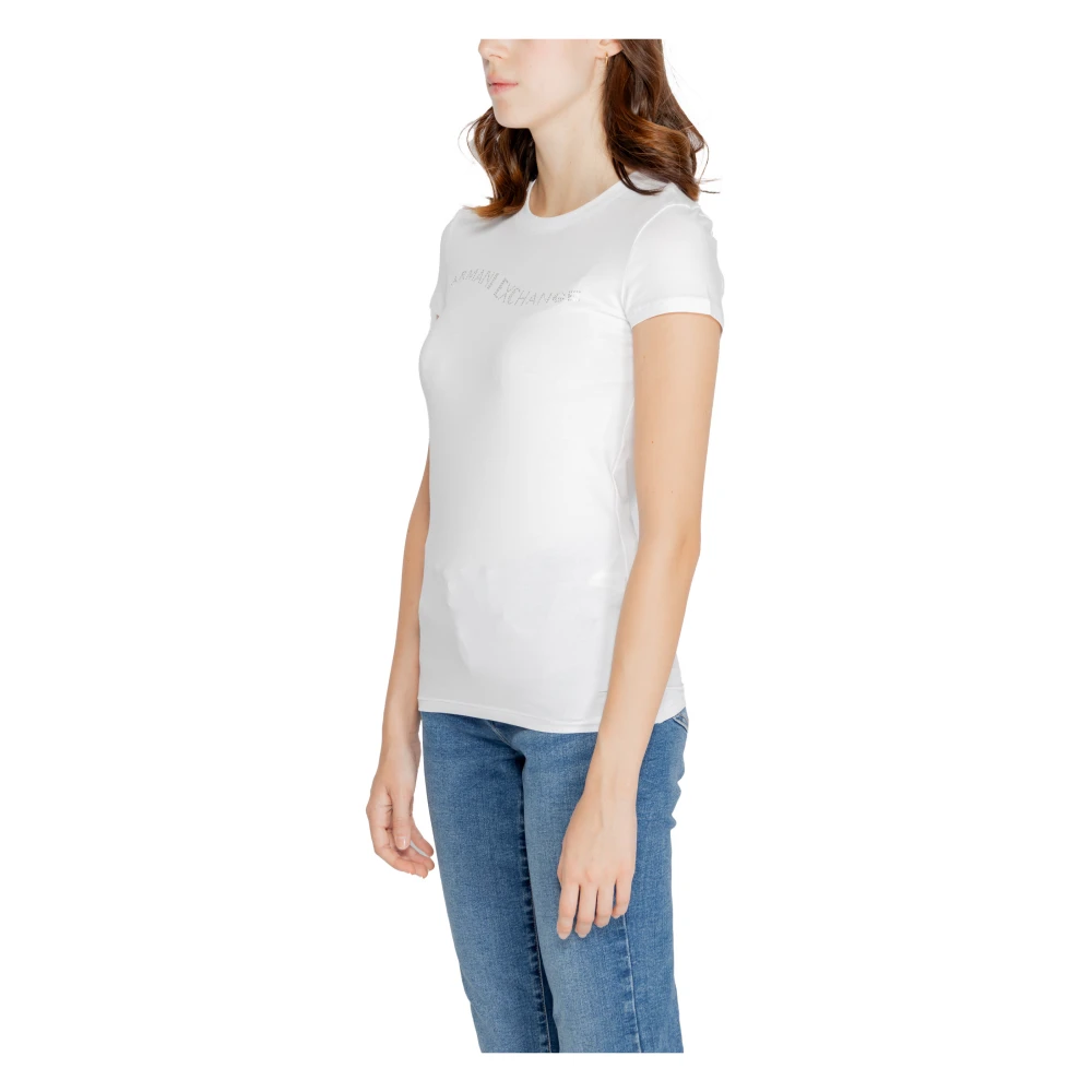 Armani Exchange Wit Kortemouw Ronde Hals T-shirt White Dames