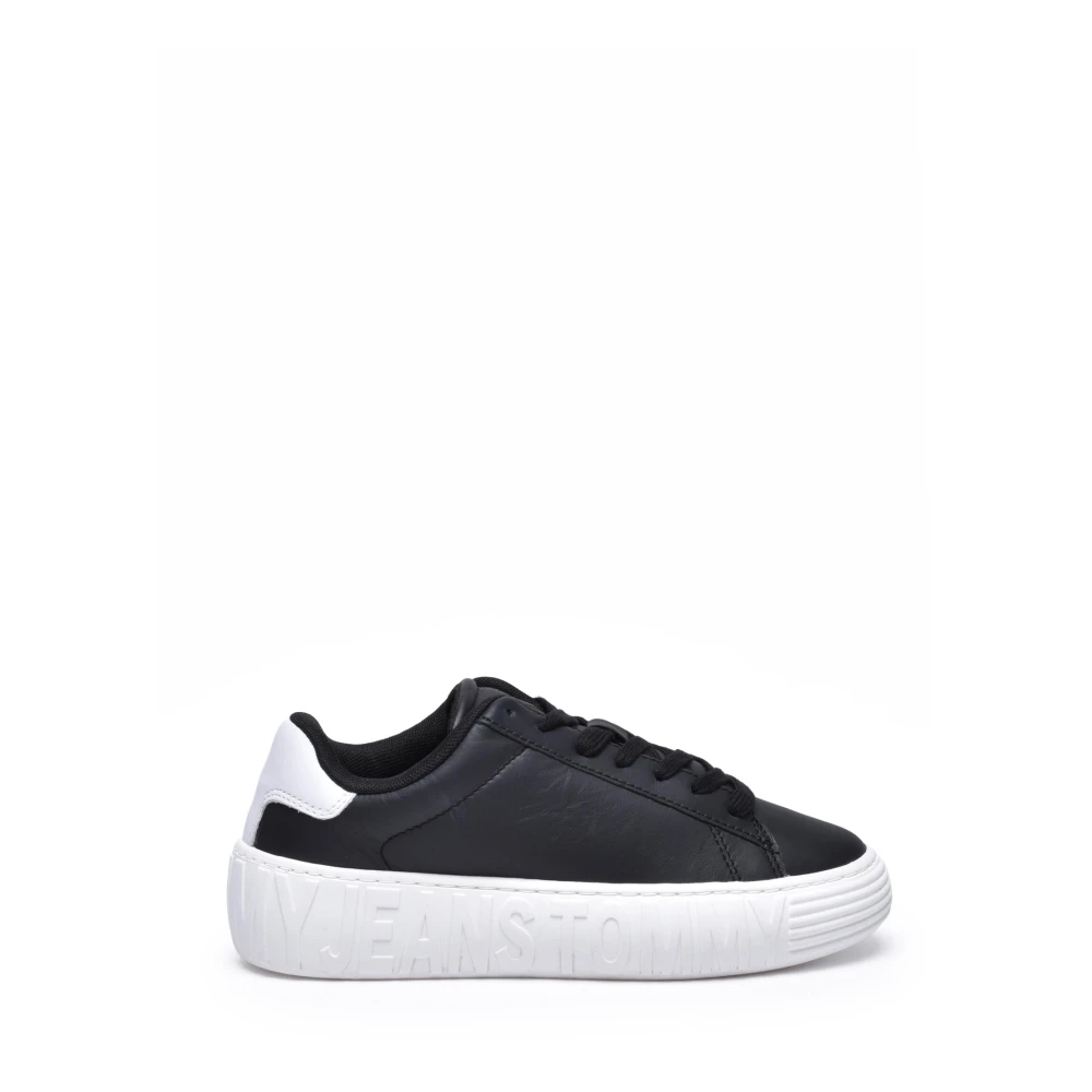 Tommy Jeans Leren Cupsole Dames Schoenen Zwart