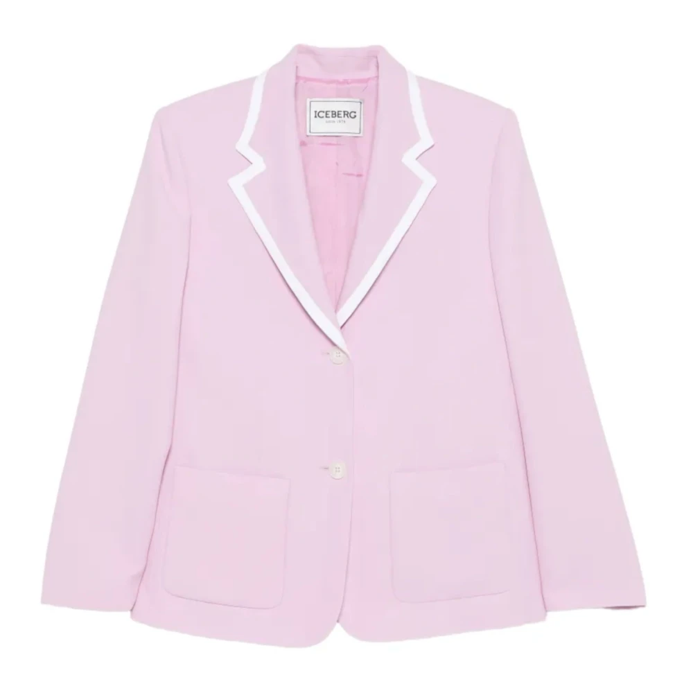 Iceberg Women's Pink Contrasting-Trim Blazer - Blazers - 2XS - Jackets