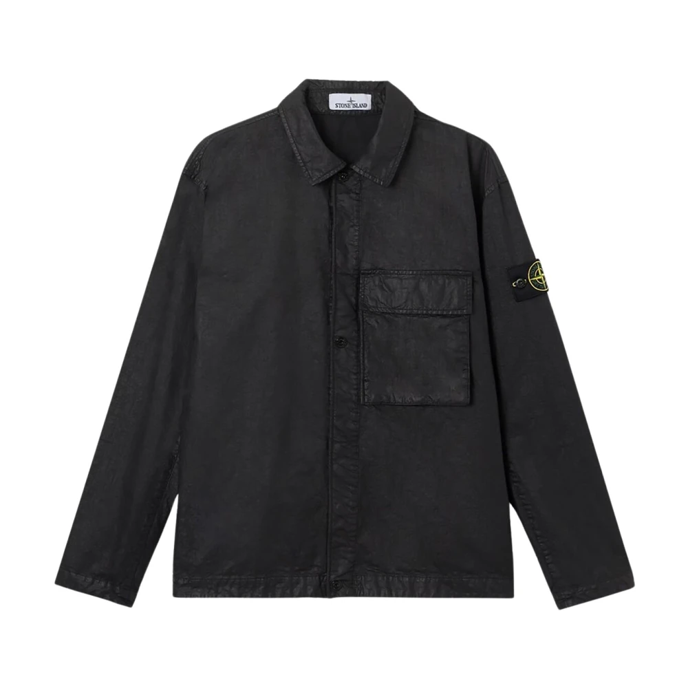 Stone Island Men's Black Comfort-Fit Overshirt With Pocket