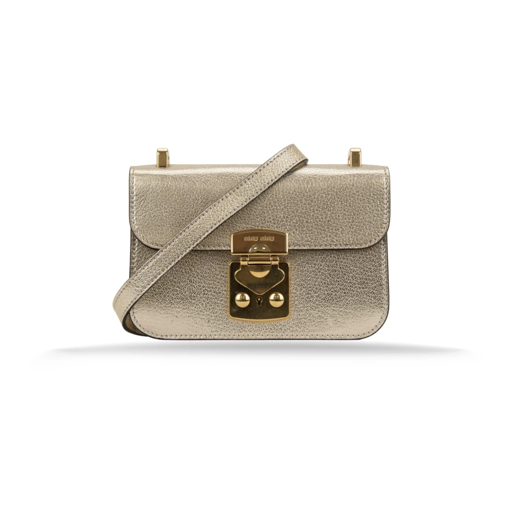 Miu Miu Women's Yellow Leather Shoulder Bag With Snap Closure