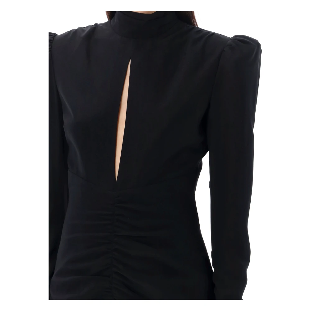 Alessandra Rich Zwarte hooggesloten gedrapeerde mini-jurk Black Dames
